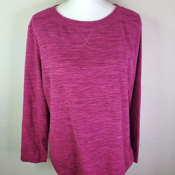 Karen Scott Womens Magenta Fleece Marled Sweatshirt PXL - Picture 4 of 10